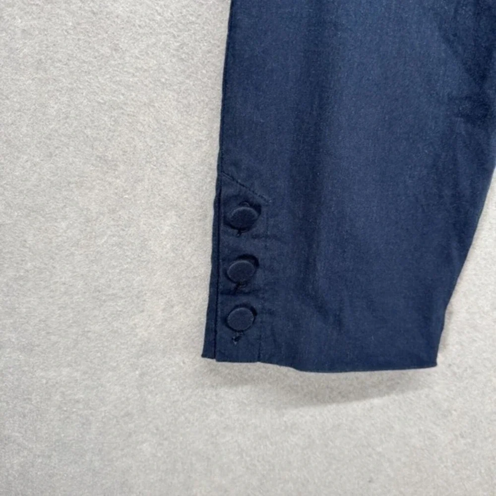 J Jill Pants Women Size M Navy Linen Stretch Button Ankle Capri Coastal Side Zip - Picture 4 of 12